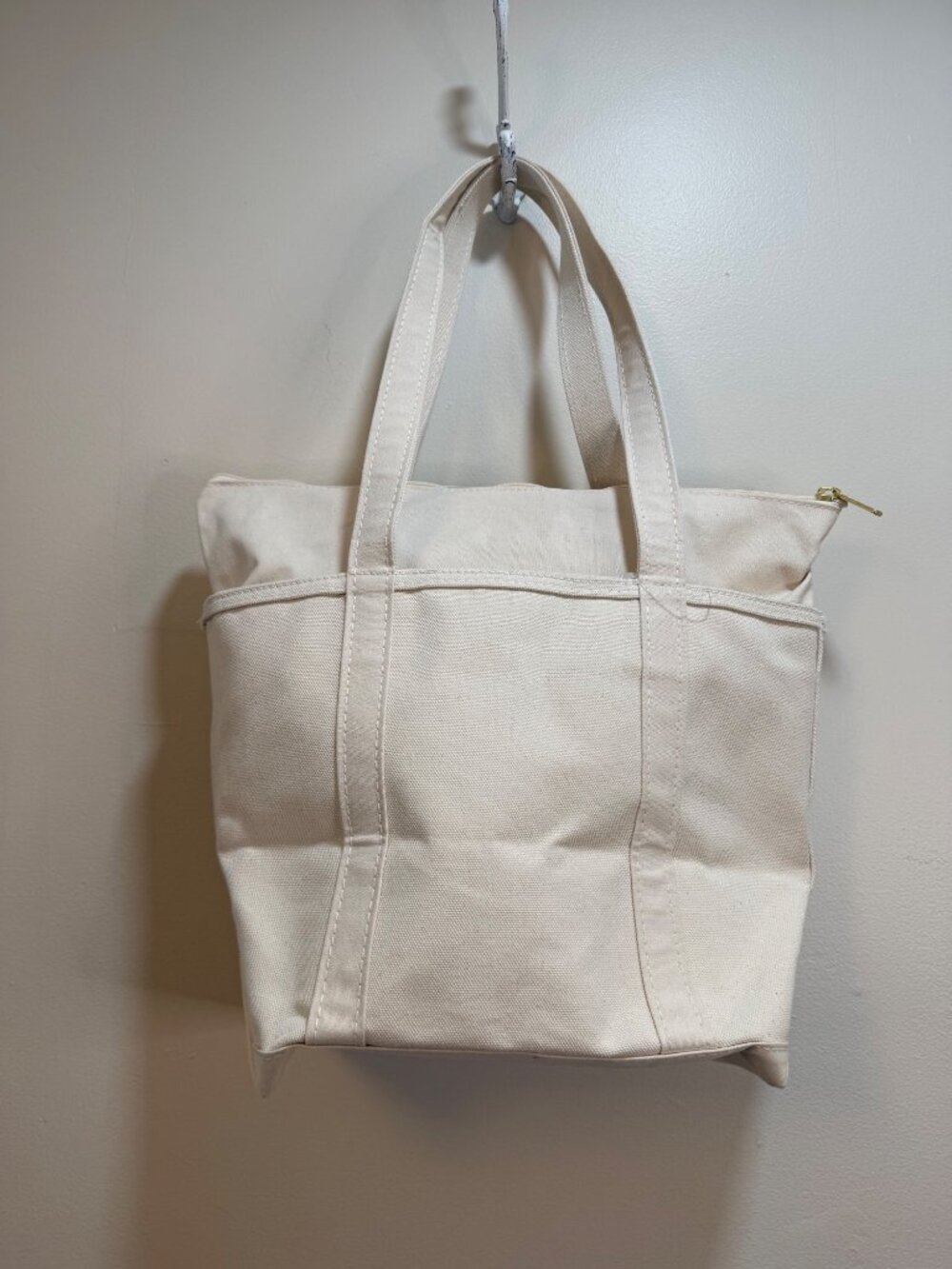 L.L. Bean Boat & Tote Bag Open Top Long Handle MOTHER Natural Color - Picture 5 of 8